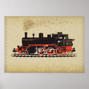 Antieke locomotief poster