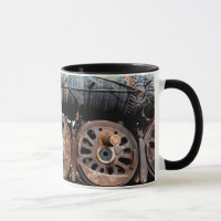 Antieke locomotief stoomtrein koffiekop