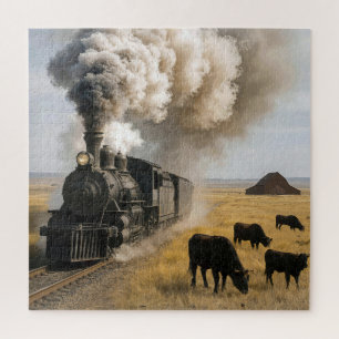 Antieke Locomotief Trein In Midwest Great Plains Legpuzzel