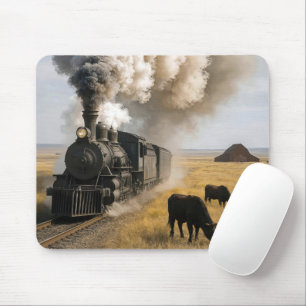 Antieke Locomotief Trein In Midwest Great Plains Muismat