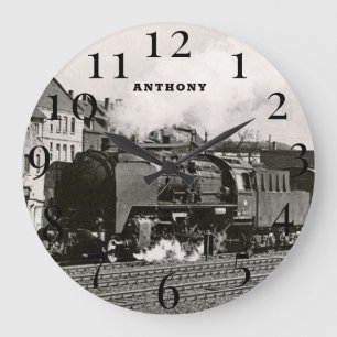Antieke Locomotief Trein Motor Spoorweg Stoom Grote Klok