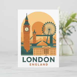 Antieke Londen Engeland Reisposter Postkaart Kaart