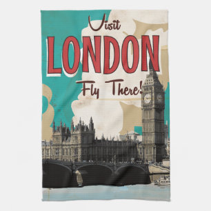 Antieke Londen Reisposter Theedoek