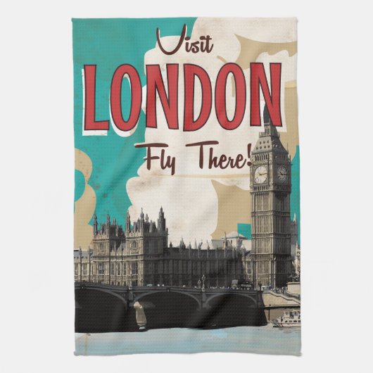 Antieke Londen Reisposter Theedoek (Verticaal)