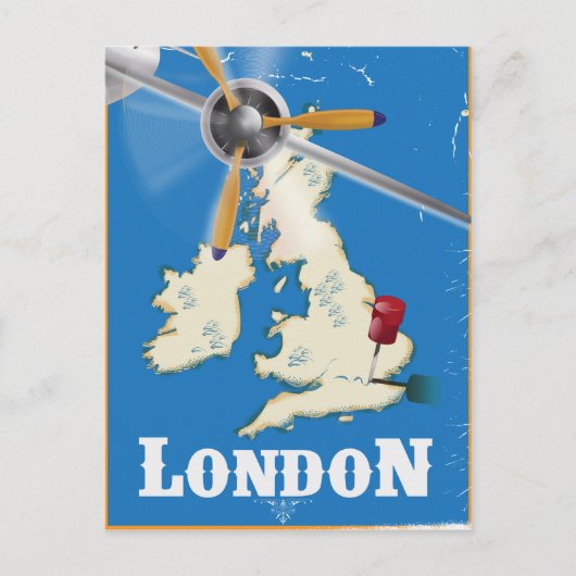 Antieke Londense Reisposter Briefkaart (Voorkant)