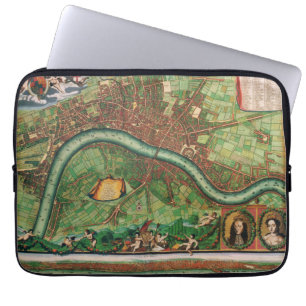 Antieke Londense Straatkaart door Johannes de Ram, Laptop Sleeve