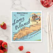 Antieke Long Island Kaart Servet (Insitu)