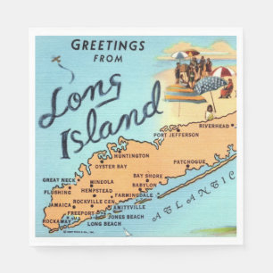 Antieke Long Island Kaart Servet
