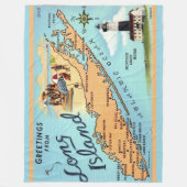 Antieke Long Island, NY Kaart Fleece Deken (Voorkant)