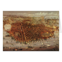 Antieke luchtkaart, San Francisco City, Californië