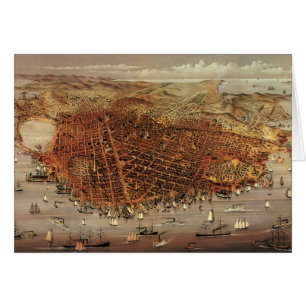 Antieke luchtkaart, San Francisco City, Californië