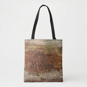 Antieke luchtkaart, stad San Francisco, Californië Tote Bag