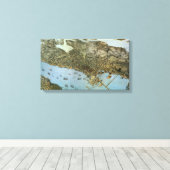 Antieke luchtkaart van de stad Seattle, Washington Canvas Afdruk (Insitu (Houten vloer))
