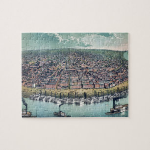 Antieke luchtkaart van Saint Louis, Missouri, 1859 Legpuzzel