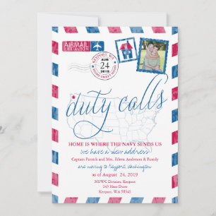 Antieke luchtpost Militaire verhuizing Aankondigin Kaart