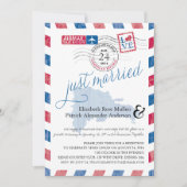 Antieke Luchtpost Net Getrouwd Post Bruiloftsrecep Kaart (Voorkant)