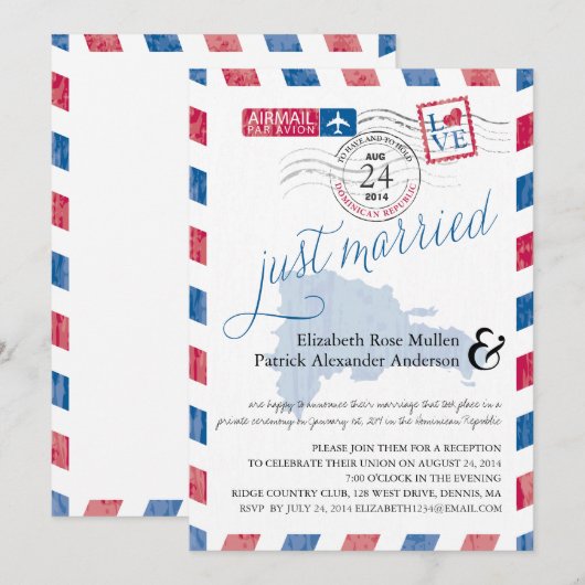 Antieke Luchtpost Net Getrouwd Post Bruiloftsrecep Kaart (Voorkant / Achterkant)