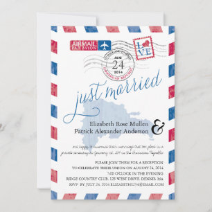 Antieke Luchtpost Net Getrouwd Post Bruiloftsrecep Kaart