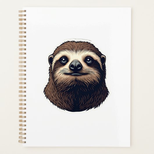 Antieke Luiaard Illustratie Vintage T-shirt (2) Planner (Voorkant)