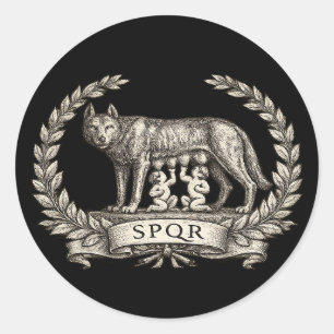 Antieke Lupa Capitolina Romulus Remus SPQR Embleem Ronde Sticker