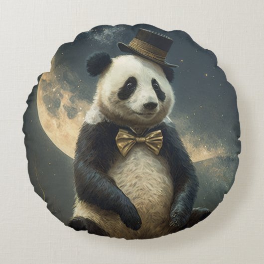 Antieke Maan Panda Rond Kussen (Voorkant)