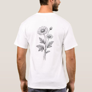 Antieke Madeliefjesbloem Gravure Botanische T-Shir T-shirt