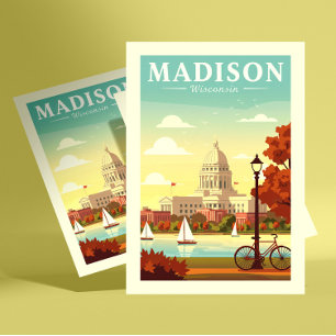 Antieke Madison Wisconsin Briefkaart