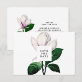 antieke magnolia bloem save the date kaart (Voorkant / Achterkant)
