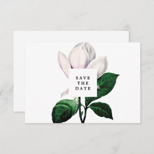 antieke magnolia bloem save the date kaart (Voorkant / Achterkant)