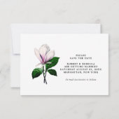 antieke magnolia bloemensave the date kaart (Achterkant)
