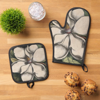 Antieke Magnolia Ovenwant & Pannenlap Set