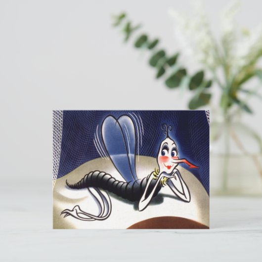 Antieke Malaria Muggen Dame Briefkaart (Staand voorkant)