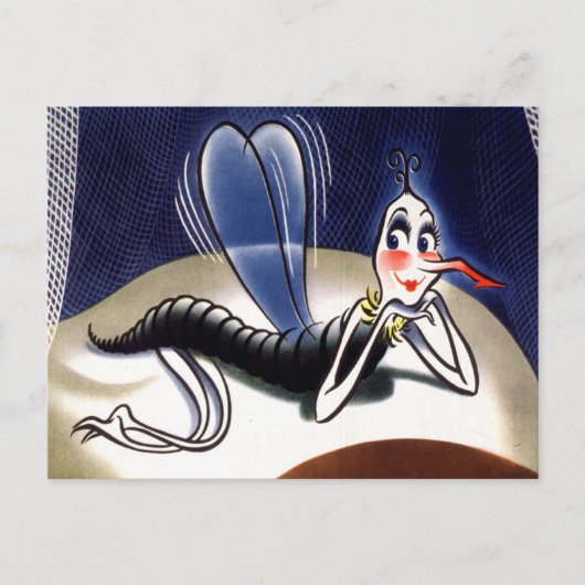 Antieke Malaria Muggen Dame Briefkaart (Voorkant)