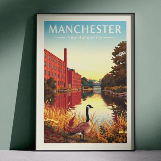 Antieke Manchester New Hampshire Poster