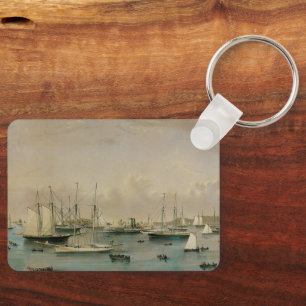 Antieke maritieme afbeelding Jacht Squadron in New Sleutelhanger