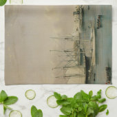 Antieke maritieme Jachtbrigade bij Newport Harbor Theedoek (Gevouwen)