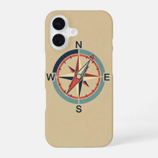 Antieke maritieme kompas iPhone 16 hoesje (Achterkant)