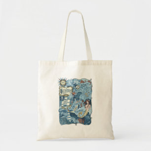 Antieke maritieme navigatiekompas kaart tote bag