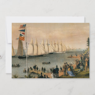 Antieke maritieme New York Yacht Club Regatta Kaart