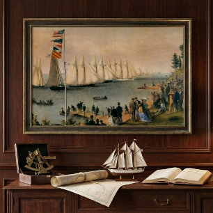 Antieke maritieme New York Yacht Club Regatta Poster