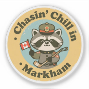 Antieke Markham Ontario Wasbeer & Hockey Sticker