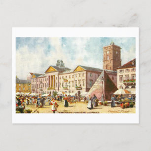 Antieke markt en stadhuis van Karlsruhe Briefkaart