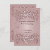 Antieke Mauve Rozen Huwelijksreactie Uitnodiging (Voorkant / Achterkant)