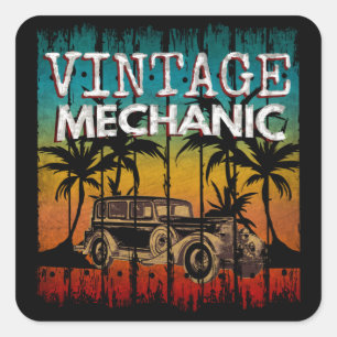 ANTIEKE MECHANICIEN VIERKANTE STICKER