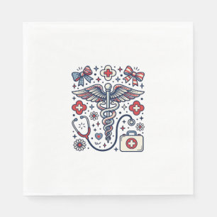 Antieke Medische Caduceus Patriottische Verpleegst Servet