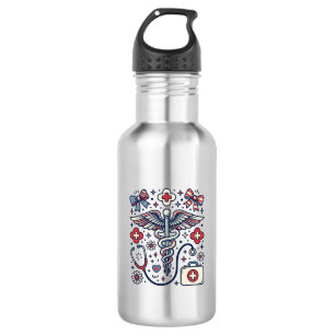 Antieke Medische Caduceus Patriottische Verpleegst Waterfles