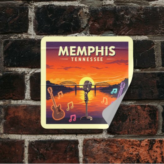 Antieke Memphis Tennessee Vierkante Sticker