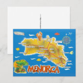 Antieke Menorca Spanje geïllustreerd Briefkaart (Voorkant / Achterkant)