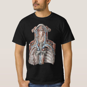 Antieke menselijke anatomie keel, nek, borst, ribb t-shirt