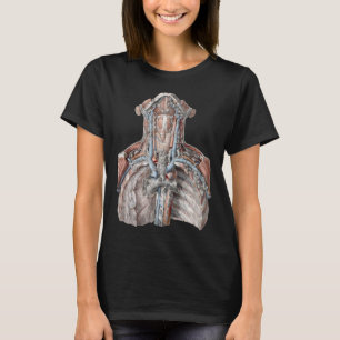 Antieke menselijke anatomie keel, nek, borst, ribb t-shirt